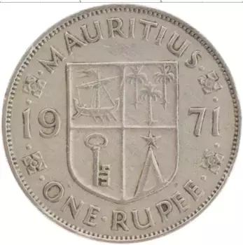 Монета рупия Маврикия 1971 года Медно-никель Елизавета II