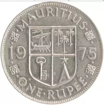 Монета рупия Маврикия 1975 года Медно-никель Елизавета II