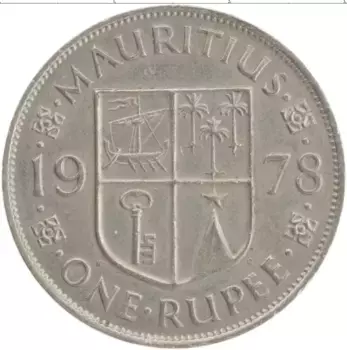 Монета рупия Маврикия 1978 года Медно-никель Елизавета II