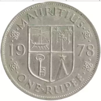 Монета рупия Маврикия 1978 года Медно-никель Елизавета II