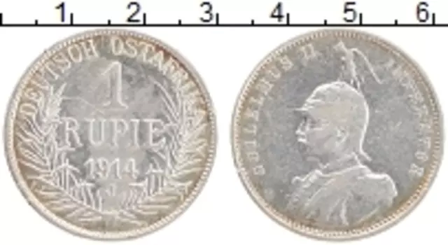 Монета рупия Немецкой Африки 1914 года Серебро J Вильгельм II