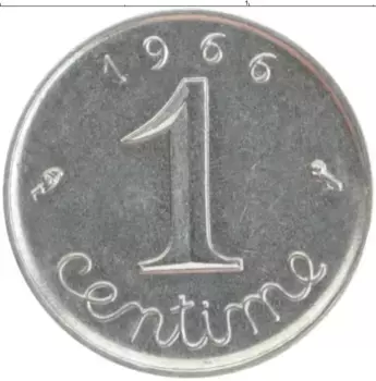 Монета сантим Франции 1966 года Медно-никель