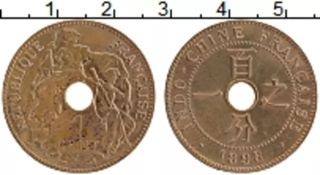 Монета сантим Индокитая 1898 года Бронза Редкий год !