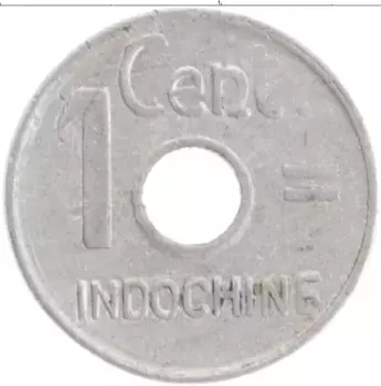 Монета сантим Индокитая 1943 года Алюминий