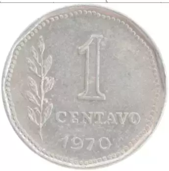 Монета сентаво Аргентины 1970 года Алюминий