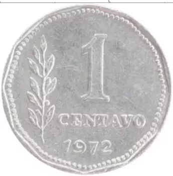 Монета сентаво Аргентины 1972 года Алюминий