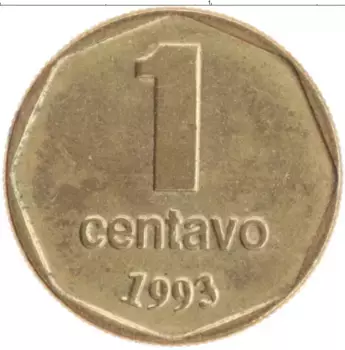 Монета сентаво Аргентины 1993 года Бронза