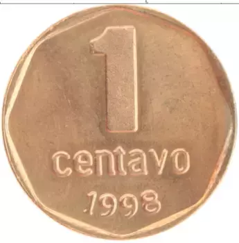 Монета сентаво Аргентины 1998 года Бронза