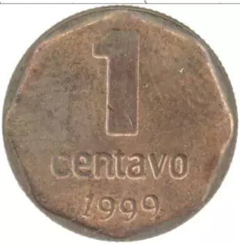 Монета сентаво Аргентины 1999 года Бронза