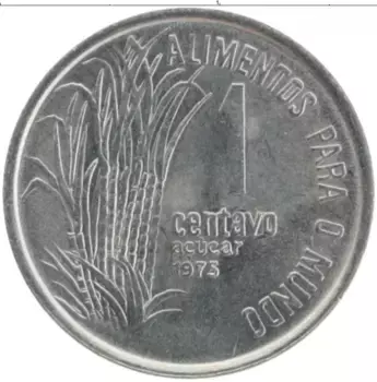 Монета сентаво Бразилии 1975 года Медно-никель