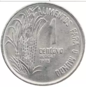 Монета сентаво Бразилии 1975 года Медно-никель