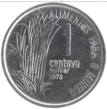 Монета сентаво Бразилии 1975 года Медно-никель ФАО