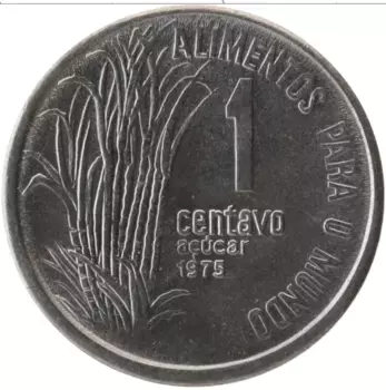 Монета сентаво Бразилии 1975 года Сталь ФАО