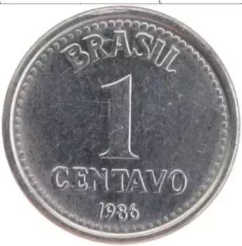Монета сентаво Бразилии 1986 года Бронза