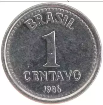 Монета сентаво Бразилии 1986 года Бронза