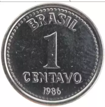 Монета сентаво Бразилии 1986 года Медно-никель