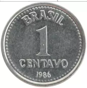 Монета сентаво Бразилии 1986 года Медно-никель
