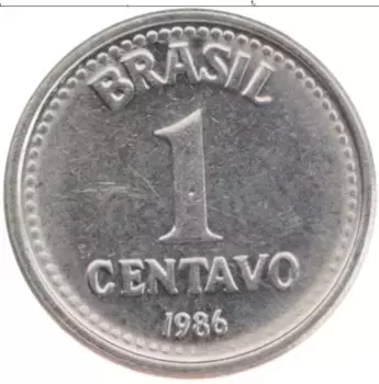 Монета сентаво Бразилии 1986 года Медно-никель