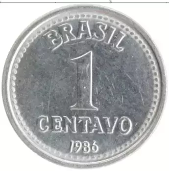 Монета сентаво Бразилии 1986 года Медно-никель