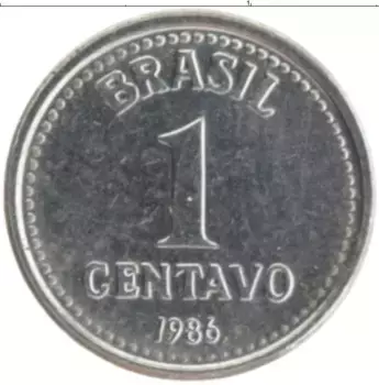Монета сентаво Бразилии 1986 года Медно-никель