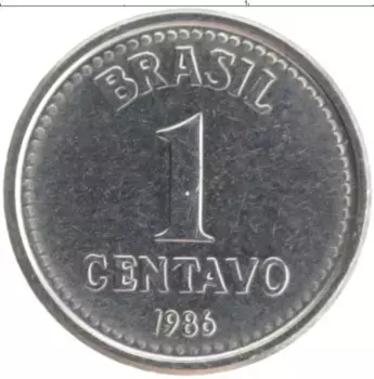 Монета сентаво Бразилии 1986 года Медно-никель