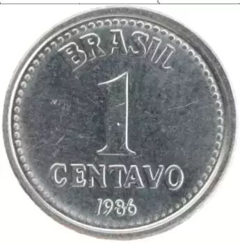 Монета сентаво Бразилии 1986 года Сталь