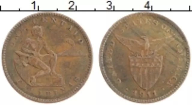 Монета сентаво Филиппин 1911 года Бронза