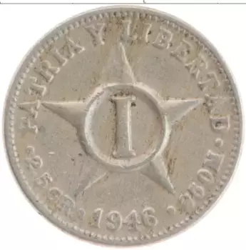 Монета сентаво Кубы 1946 года Медно-никель