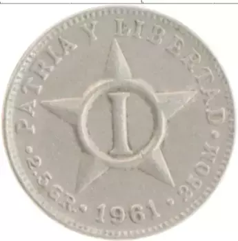 Монета сентаво Кубы 1961 года Медно-никель