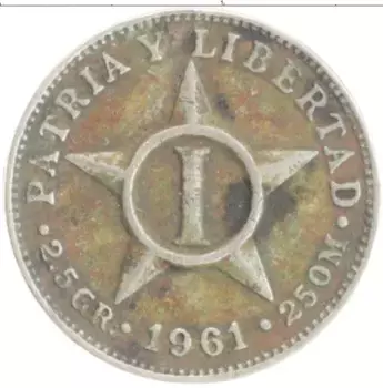 Монета сентаво Кубы 1961 года Медно-никель