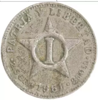 Монета сентаво Кубы 1961 года Медно-никель