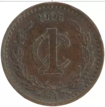 Монета сентаво Мексики 1906 года Бронза