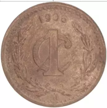 Монета сентаво Мексики 1906 года Бронза