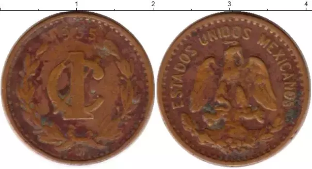 Монета сентаво Мексики 1935 года Бронза