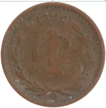 Монета сентаво Мексики 1936 года Бронза