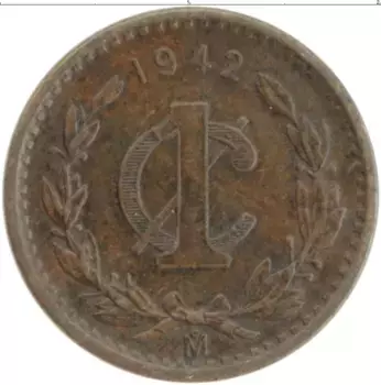 Монета сентаво Мексики 1942 года Бронза