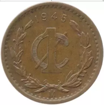 Монета сентаво Мексики 1945 года Бронза