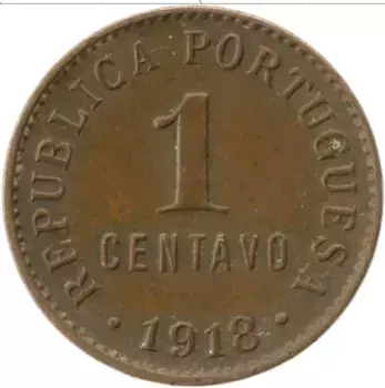 Монета сентаво Португалии 1918 года Бронза