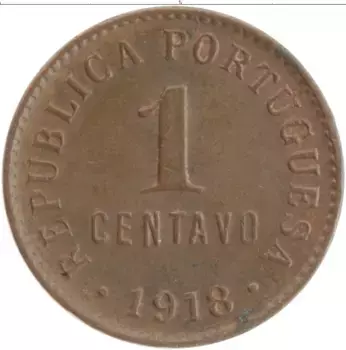 Монета сентаво Португалии 1918 года Бронза