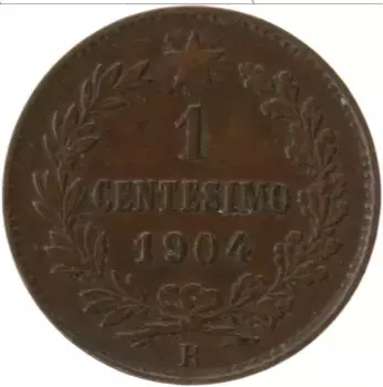 Монета сентесим Италии 1904 года Бронза Витторио Эмануил III