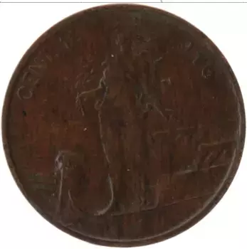 Монета сентесимо Италии 1916 года Бронза Витторио Эммануил III