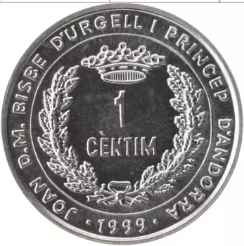 Монета сентим Андорры 1999 года Алюминий ФАО