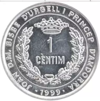 Монета сентим Андорры 1999 года Алюминий ФАО