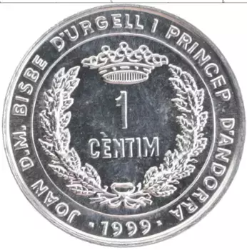 Монета сентим Андорры 1999 года Алюминий ФАО