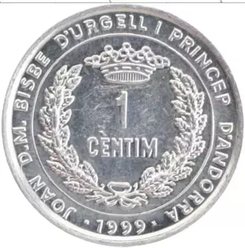 Монета сентим Андорры 1999 года Алюминий ФАО