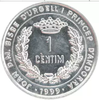 Монета сентим Андорры 1999 года Алюминий ФАО