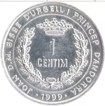 Монета сентим Андорры 1999 года Алюминий ФАО