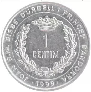 Монета сентим Андорры 1999 года Алюминий ФАО
