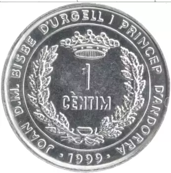 Монета сентим Андорры 1999 года Алюминий ФАО