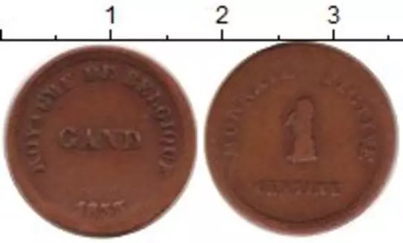 Монета сентим Бельгии 1833 года Медь Тюремные деньги